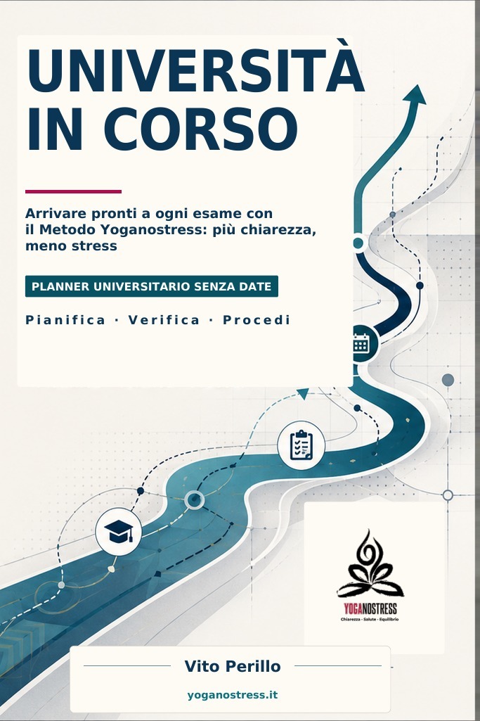 Copertina di UNIVERSITÀ IN CORSO — Arrivare pronti a ogni esame con il Metodo Yoganostress di Vito Perillo